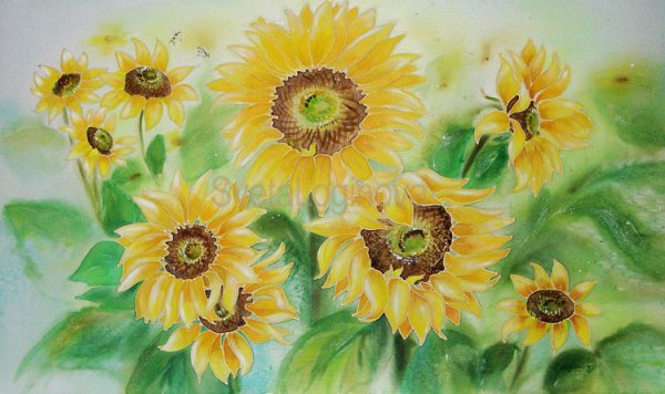 Подсолнухи гуашью