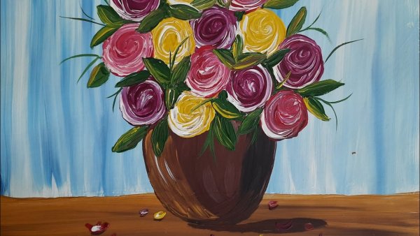 Правополушарное рисование букет цветов