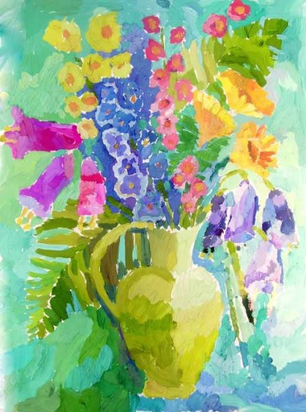 Цветы гуашью для дошкольников