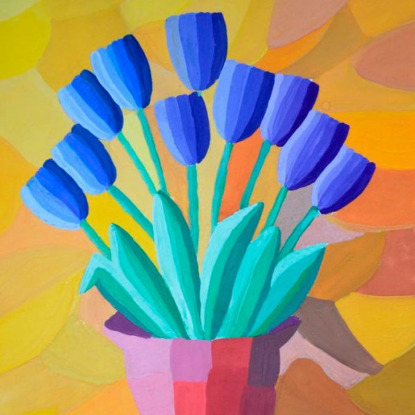 Букет в холодных тонах подготовительная группа