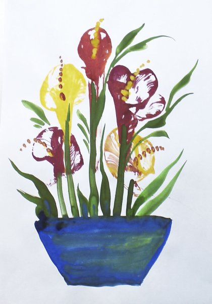 Рисование цветов для детей гуашью