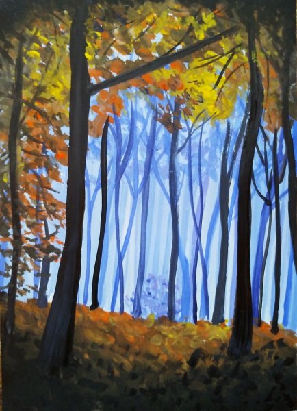 Осень гуашью