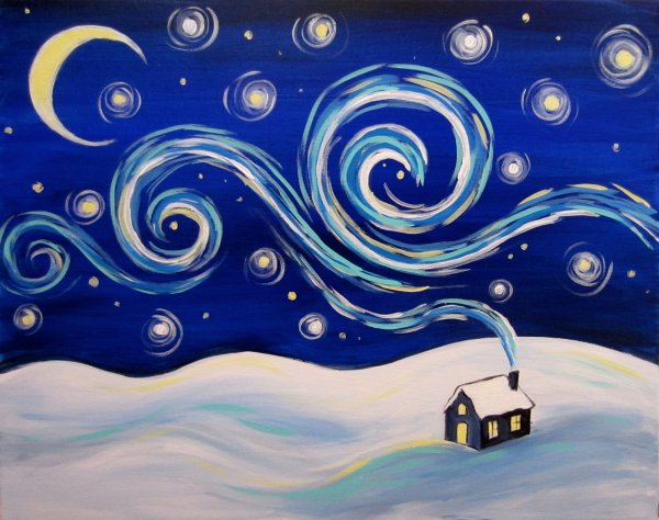 Правополушарное рисование зима