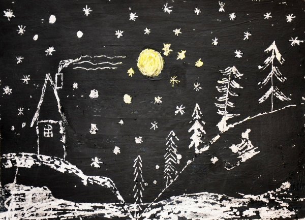 Техника граттаж зима