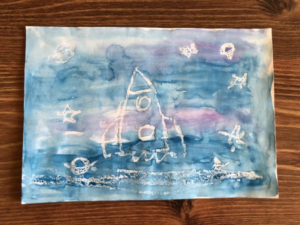 Рисование акварелью и свечкой