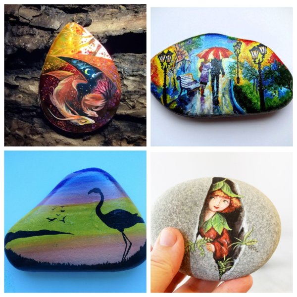 Рисование на камушках гуашью