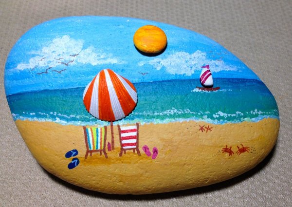 Роспись на камнях котики