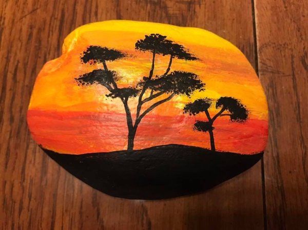 Рисование на камнях цветы