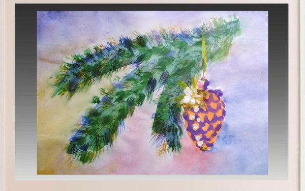 Рисование ветки ели