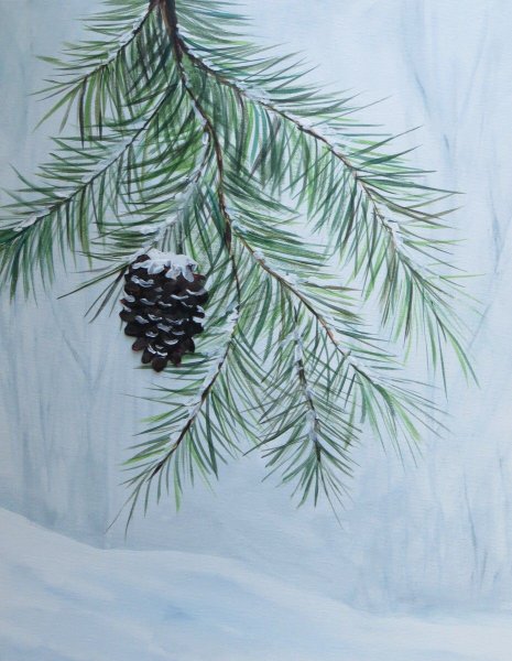 Рисование веточки ели