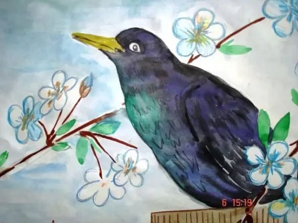 Рисование в детском саду скворец