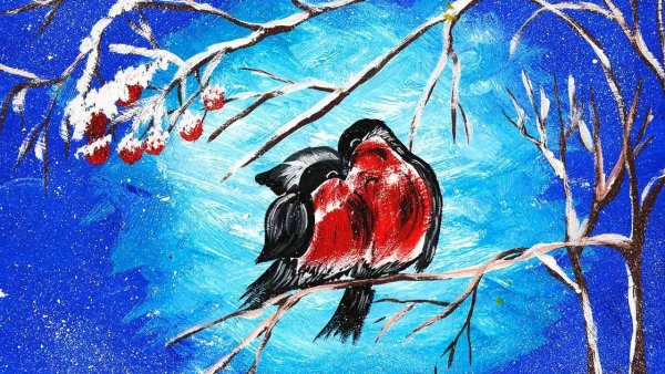 Правополушарное рисование Снегири