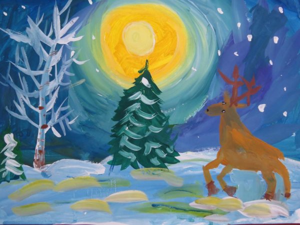 Рисование зимняя сказка