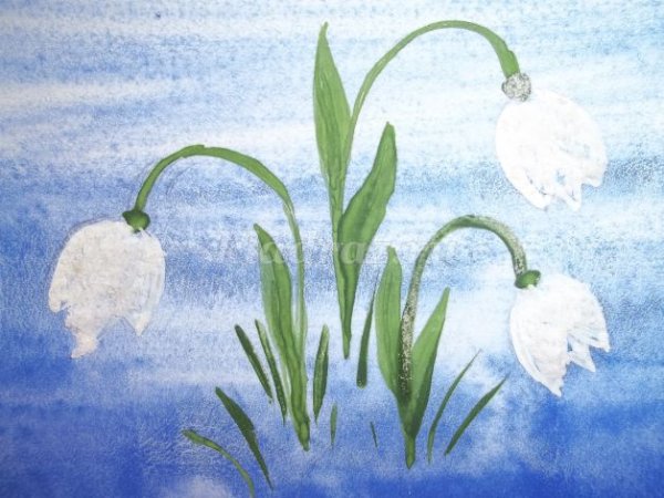Рисование подснежники подготовительная группа