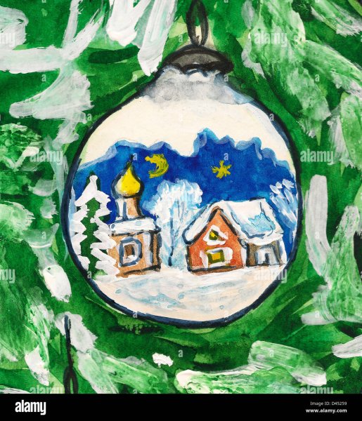 Елочные игрушки гуашью