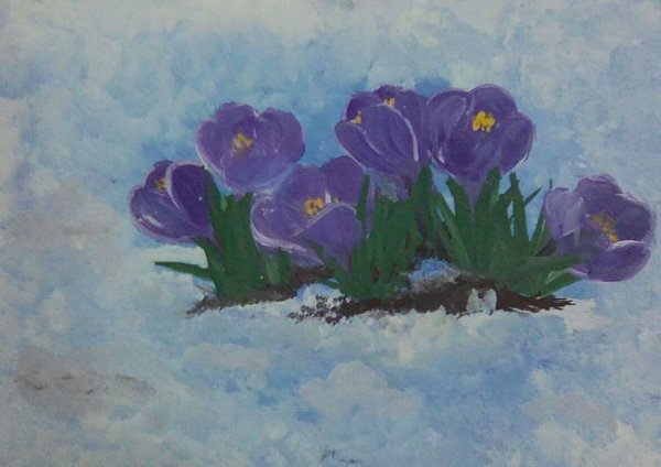 Подснежники гуашью