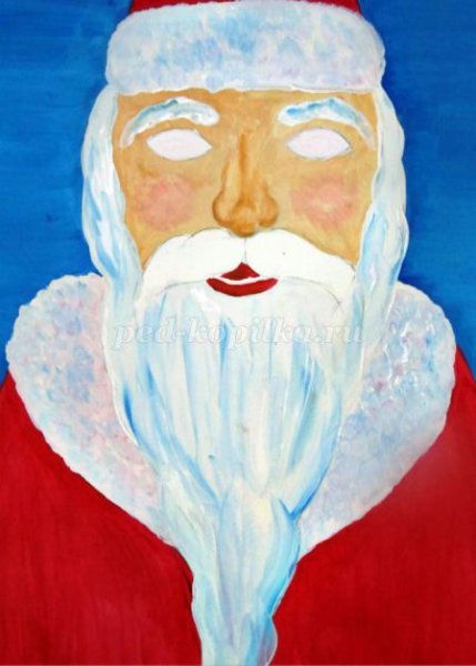 Лицо Деда Мороза красками