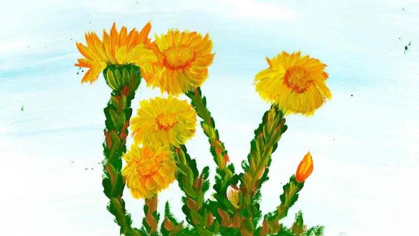 Натюрморт ваза с цветами красками