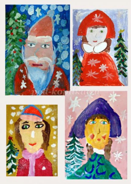 Портрет Деда Мороза рисунок для детей