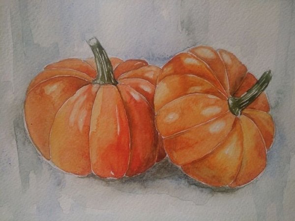 Тыква акварелью