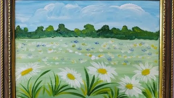 Нарисовать Ромашковое поле в день семьи любви и верности