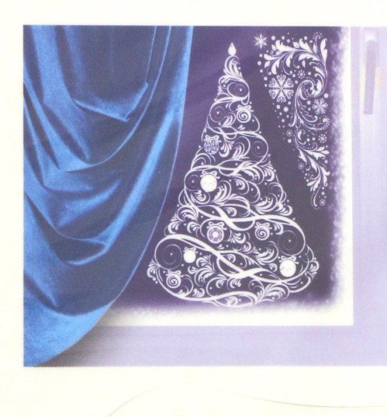 Елка на окне гуашью