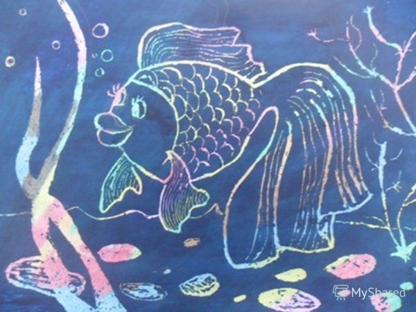 Граттаж аквариум с рыбками