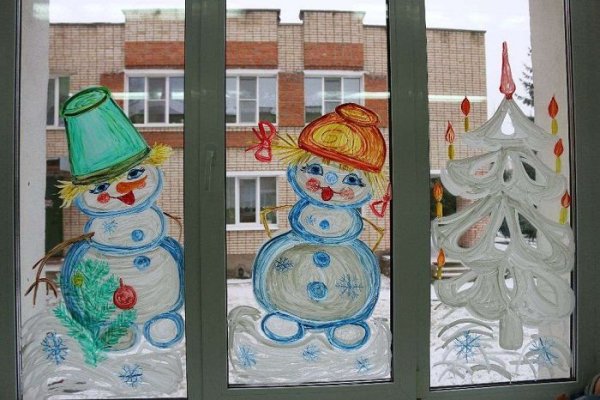 Рисунки на новый год на окна