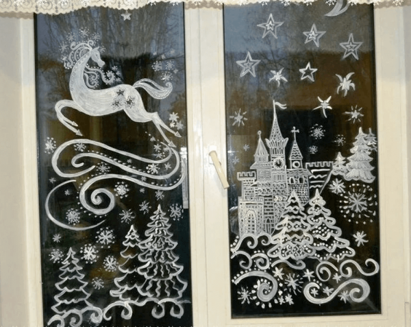 Новогодние рисункикина окнах