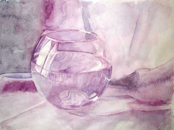 Стеклянный кувшин с водой акварель