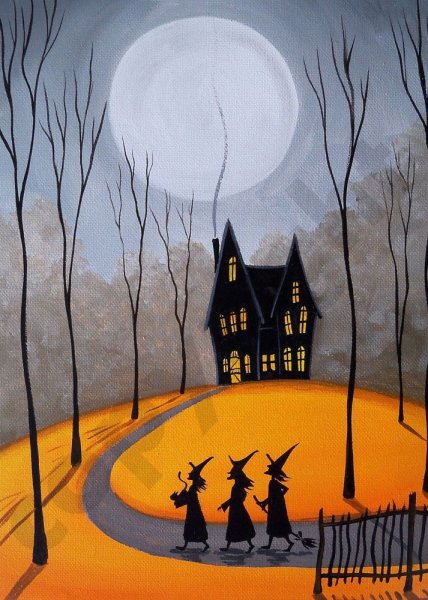 Тыква гуашью на Хэллоуин