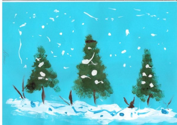 Большие и маленькие ели рисование в старшей группе