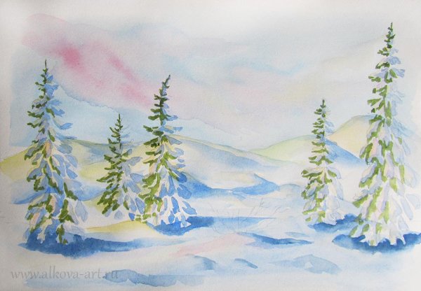 Зимний пейзаж для детей 3-4 лет