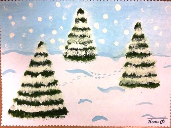 Рисование елки в средней группе