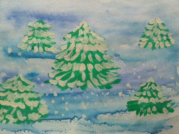 Большие и маленькие ели рисование в старшей группе