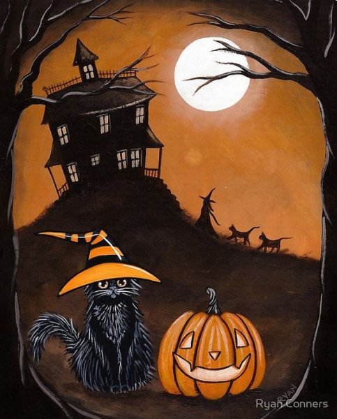 Аппликация кота на тыкве