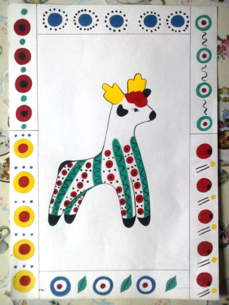 Дымковская роспись нарисованн