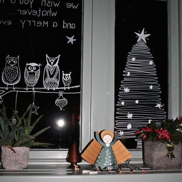 Узоры на окнах гуашью