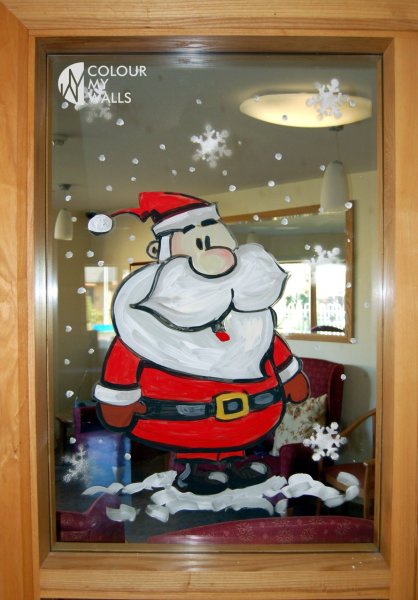 Украшение окон Снегири