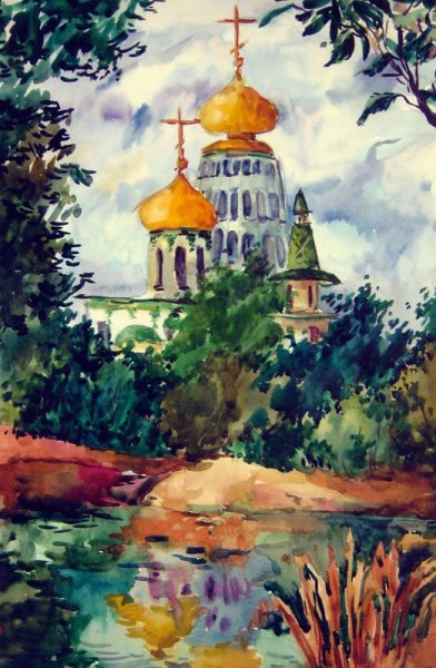 Церковь гуашью