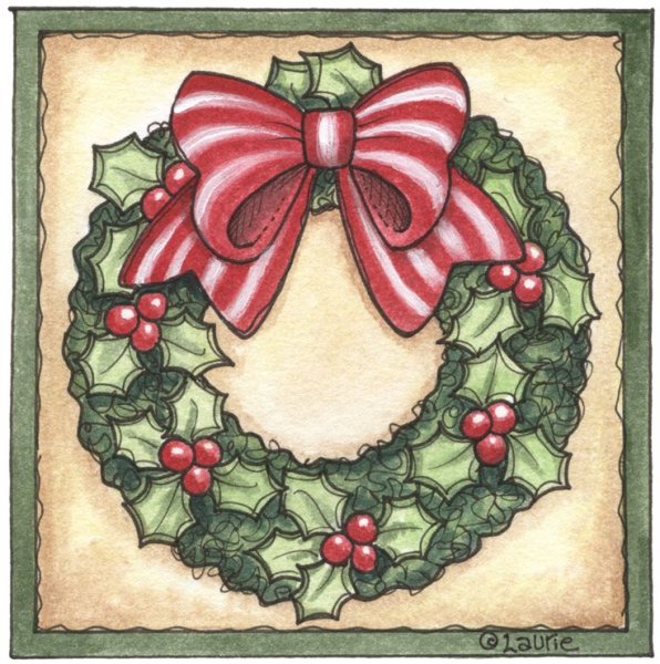 Рождественский акварельный венок