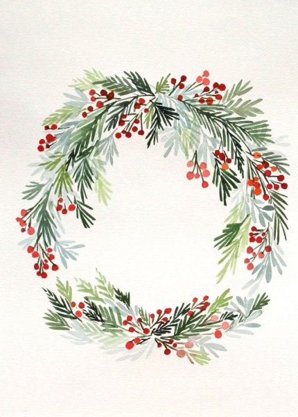 Новогодний венок рисунок