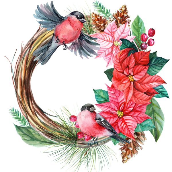 Рисунок венка на новый год гуашью