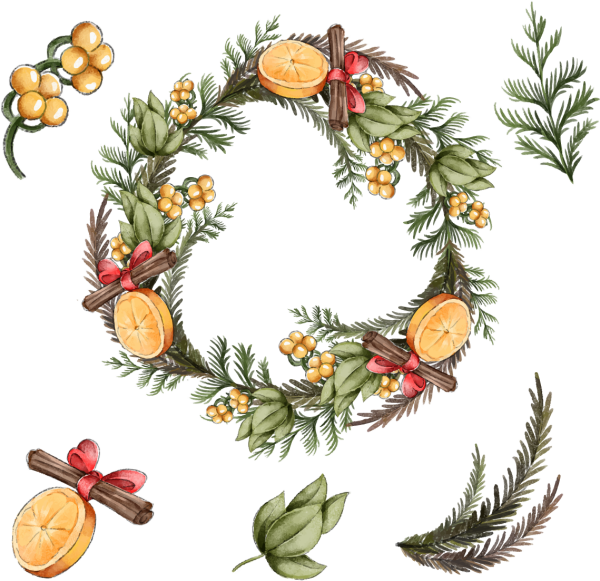 Новогодние Акварельные иллюстрации