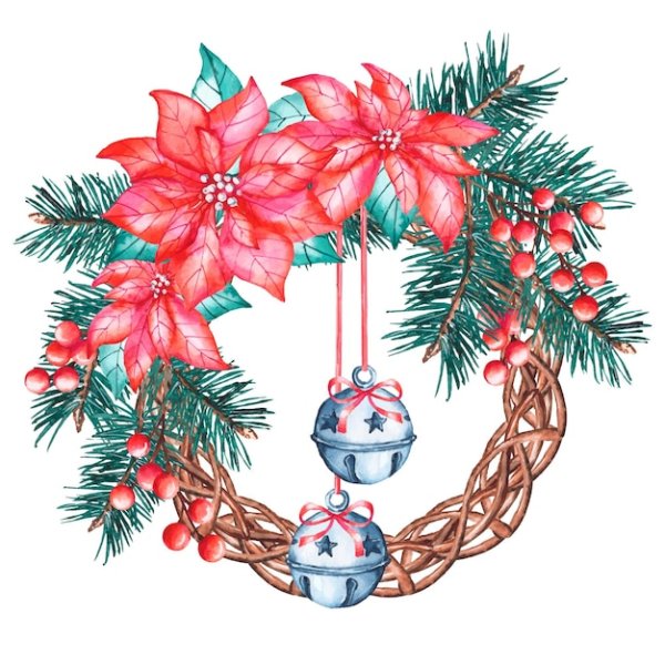 Новогодние атрибуты акварель