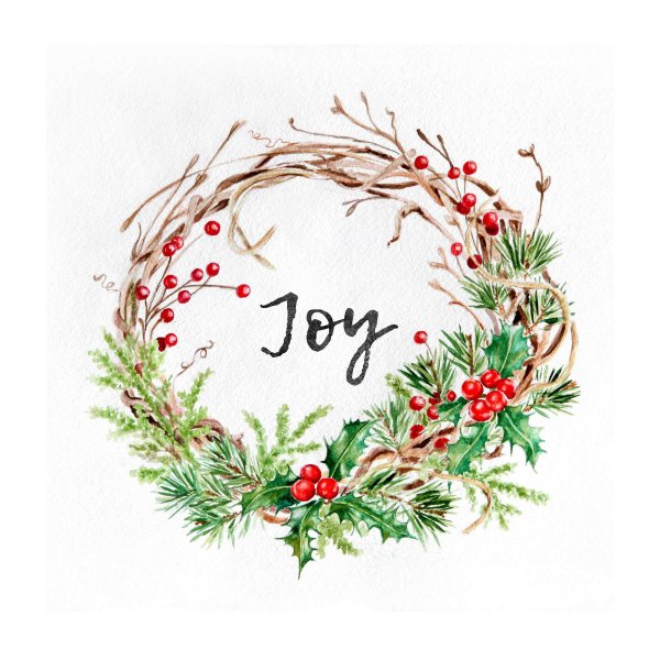 Новогодний венок рисунок акварель