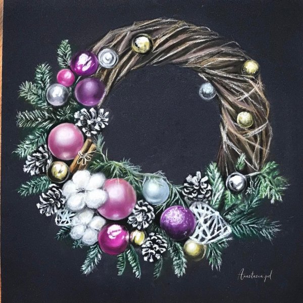 Акварельные новогодние венки