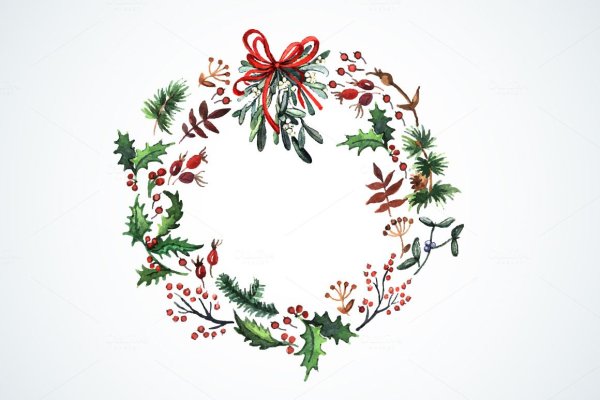 Новогодний венок акварель
