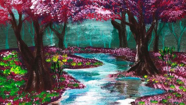 Правополушарное рисование Яблоневый сад