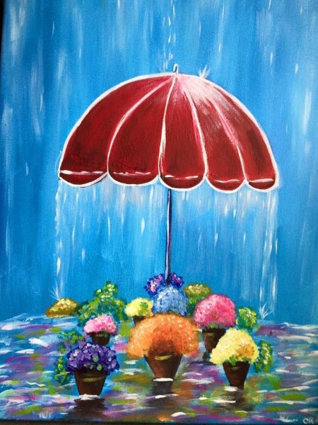 Дождь гуашью